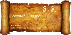 Baczkó Hajna névjegykártya